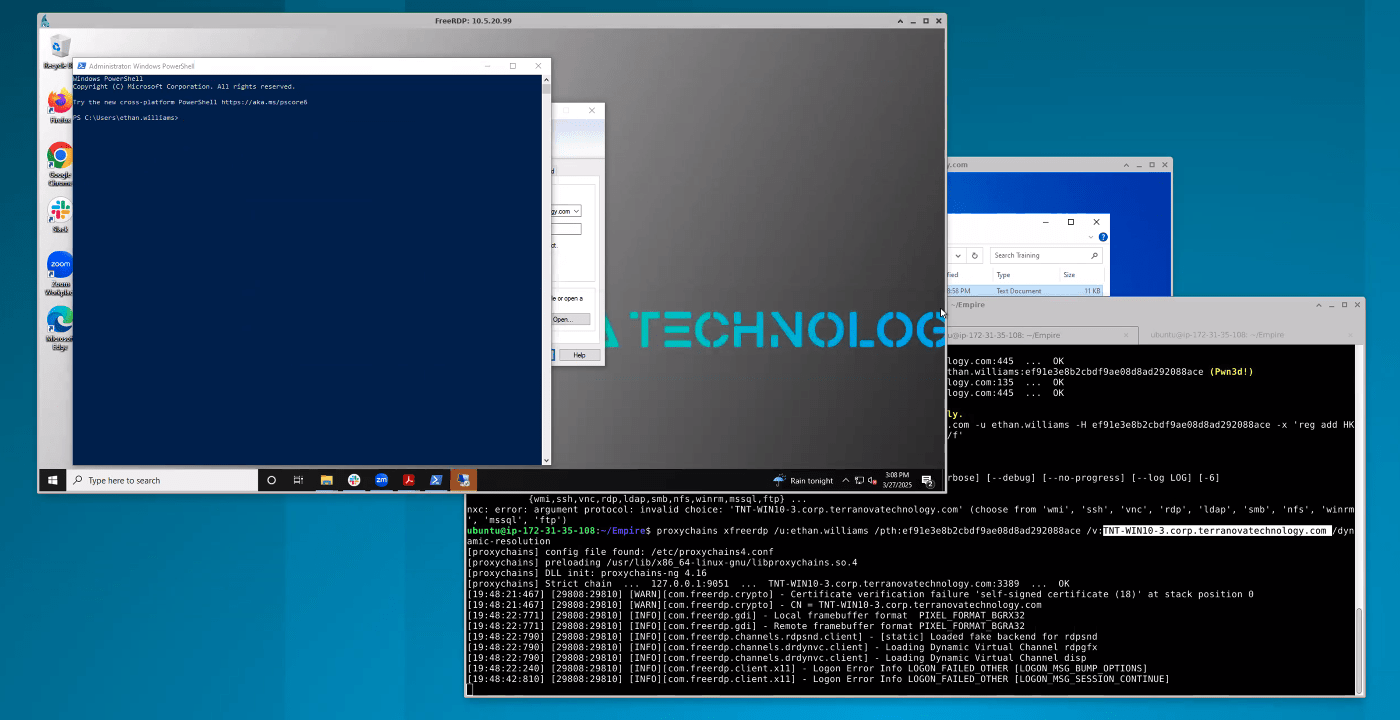 Cyber Defense Range - live enterprise attack simulation with RDP, Empire C2, and lateral movement